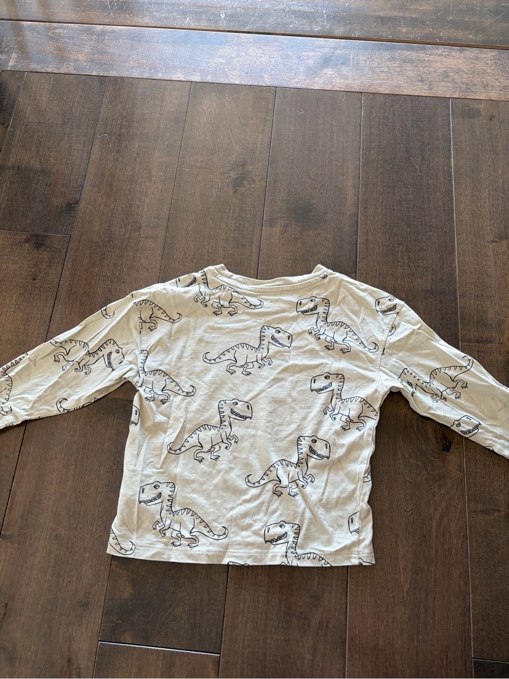 Kids H&M Long-Sleeve Dinosaur Print Shirt - Cream